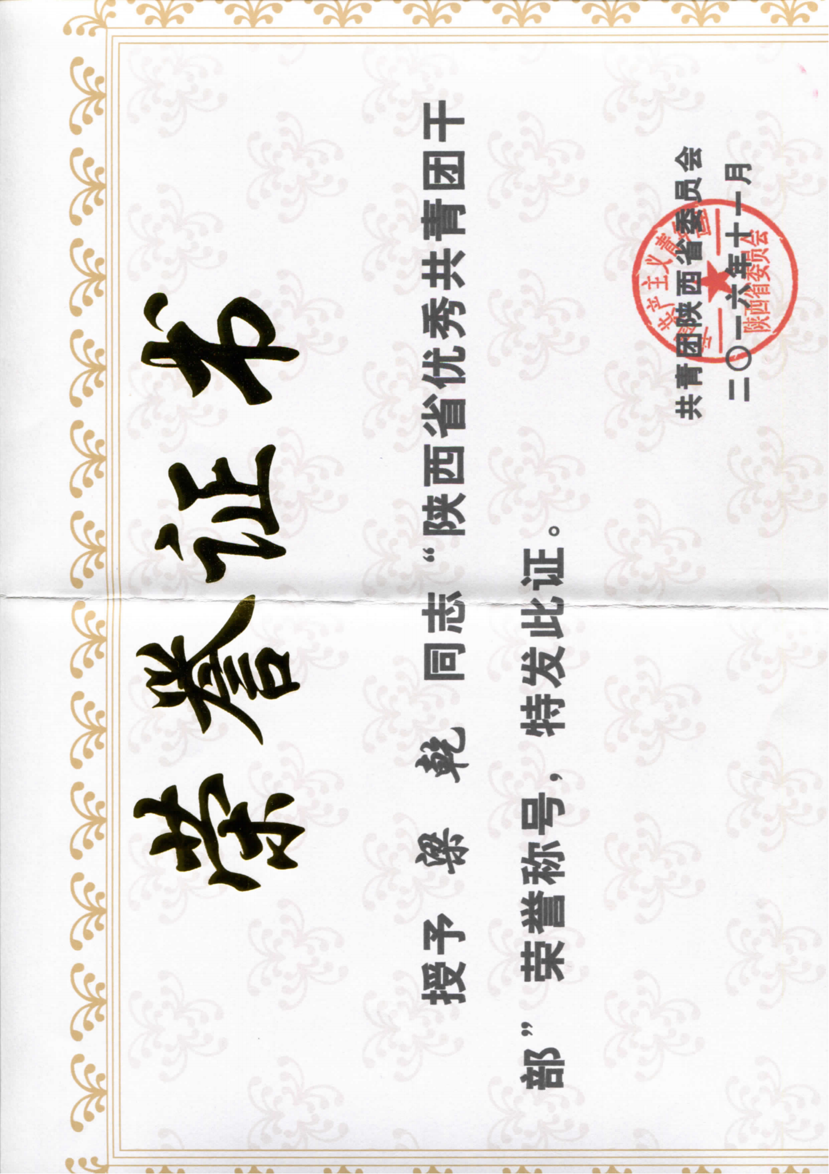 陕西省优秀共青团干部