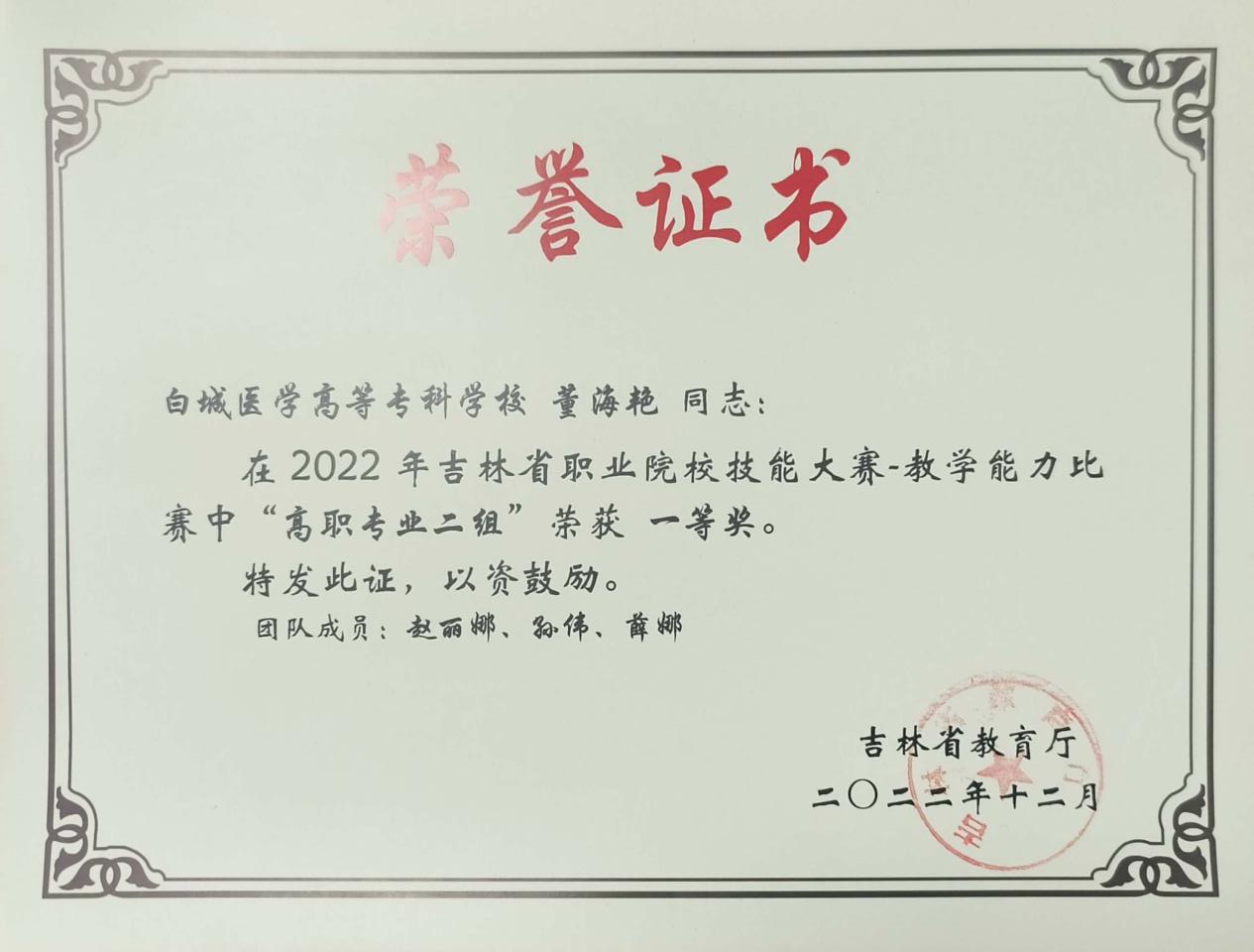 吉林省职业技能大赛-教学能力比赛一等奖