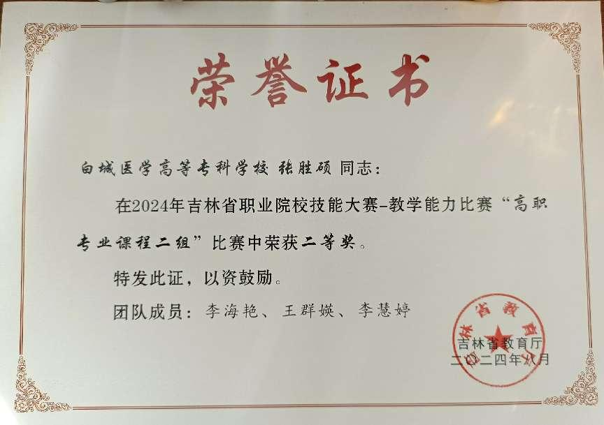 吉林省教师教学能力大赛二等奖