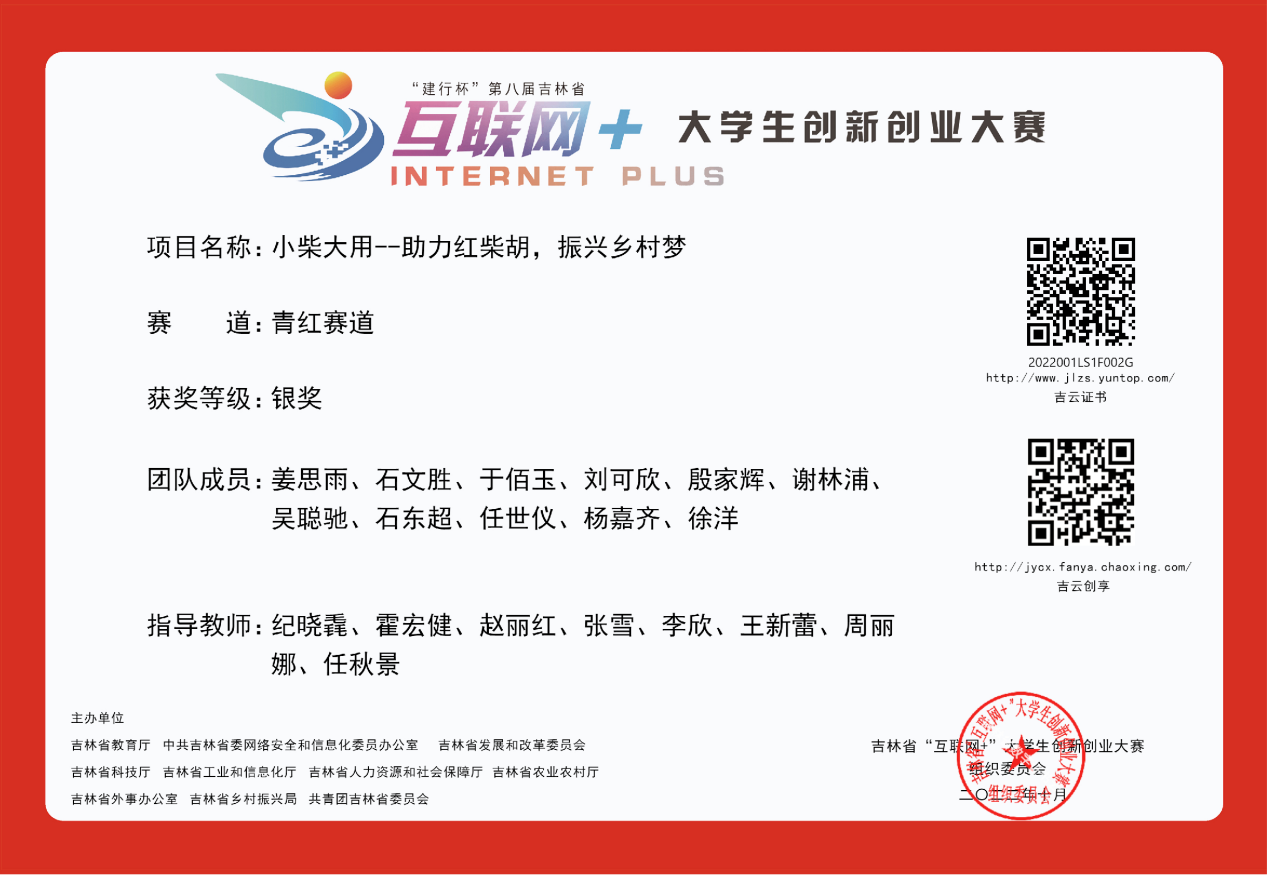 建行杯第八届吉林省互联网+大学生创新创业大赛指导教师