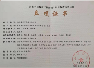 2020年“新课程”科学保教示范项目