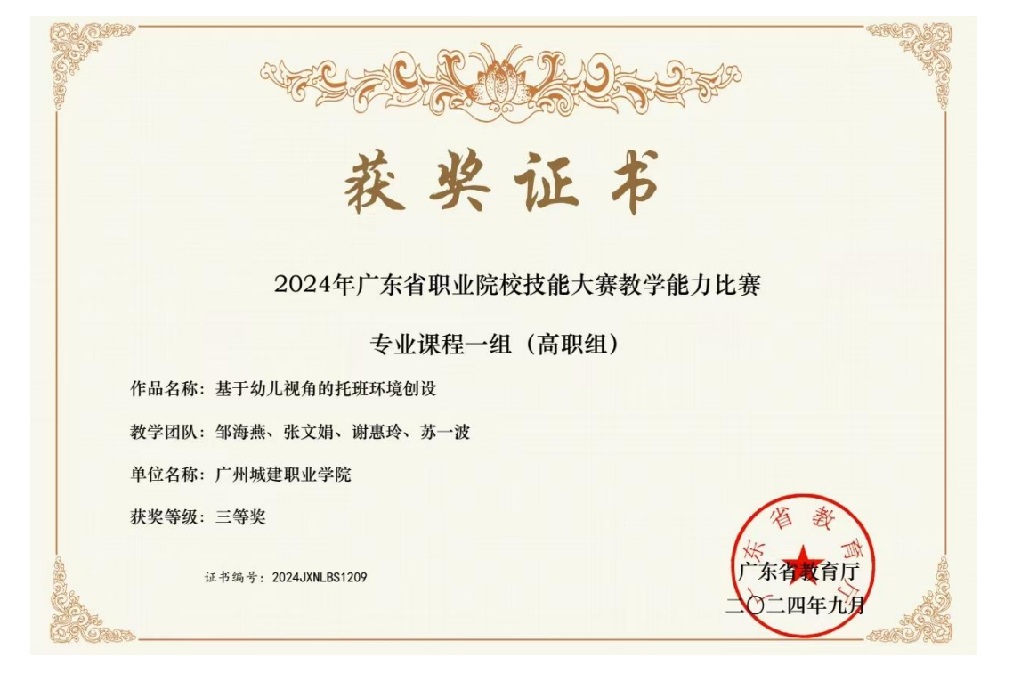 广东省教学能力比赛三等奖